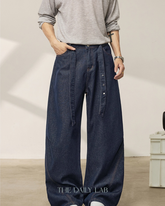 Structured Devided Jeans In Blue