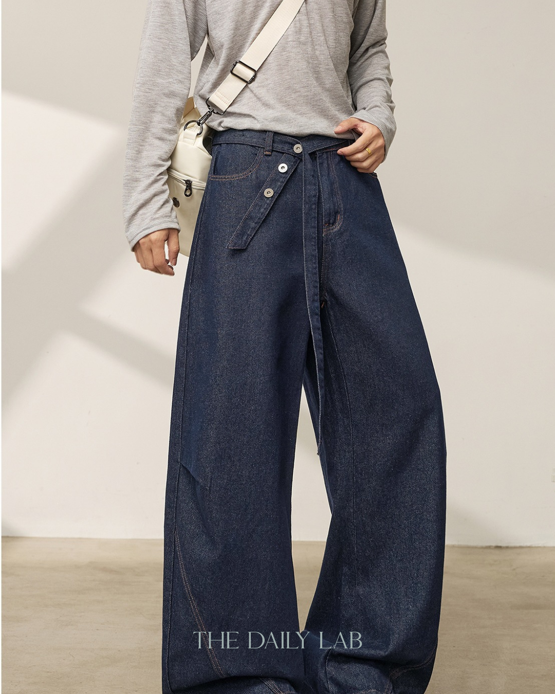 Structured Devided Jeans In Blue
