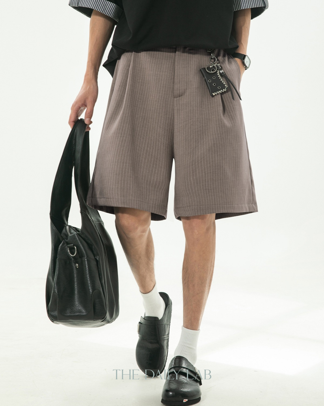Japanese Stripe Tailored Shorts in Brown