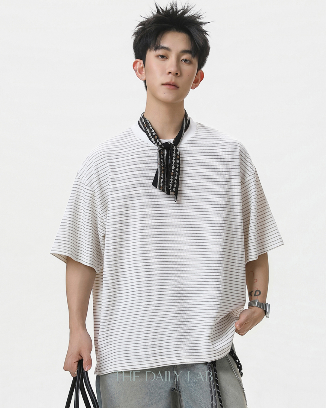 American Style Stripe Tee in White