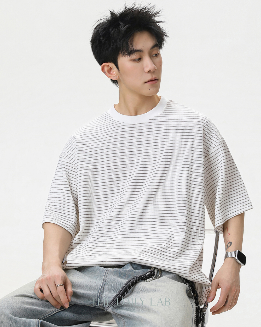 American Style Stripe Tee in White