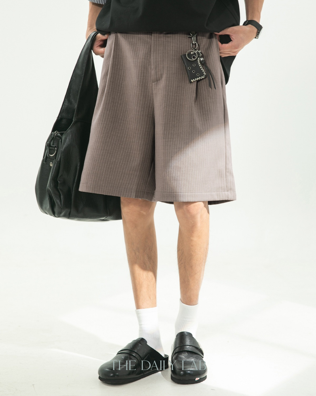Japanese Stripe Tailored Shorts in Brown