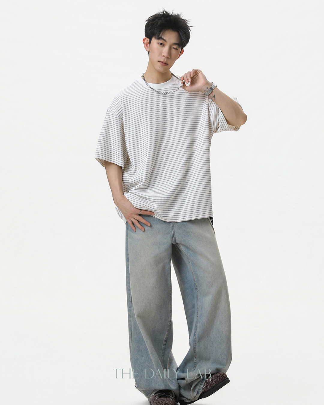 American Style Stripe Tee in White