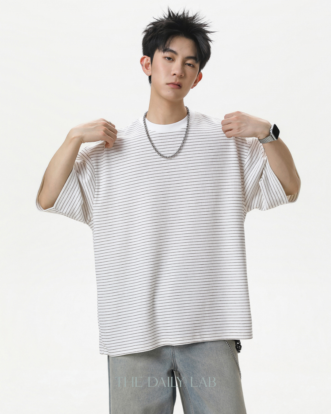 American Style Stripe Tee in White
