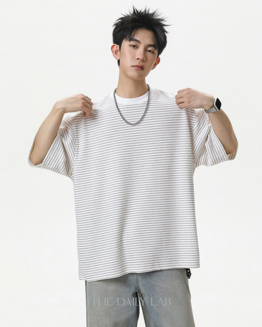 American Style Stripe Tee in White