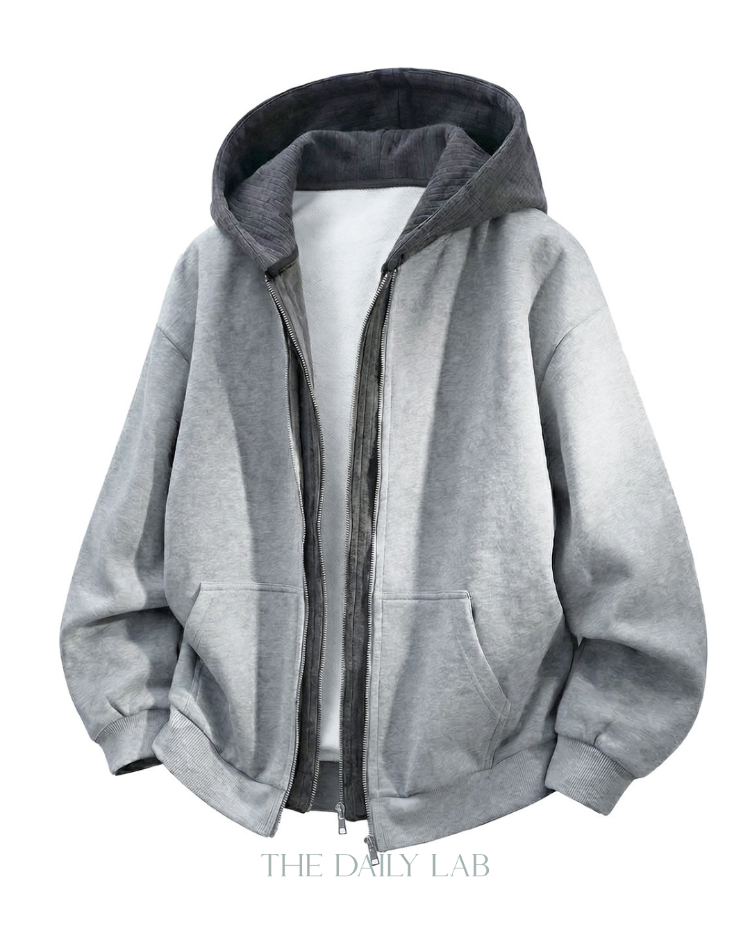 Layer Knit Zip Hoodie in Dark Grey