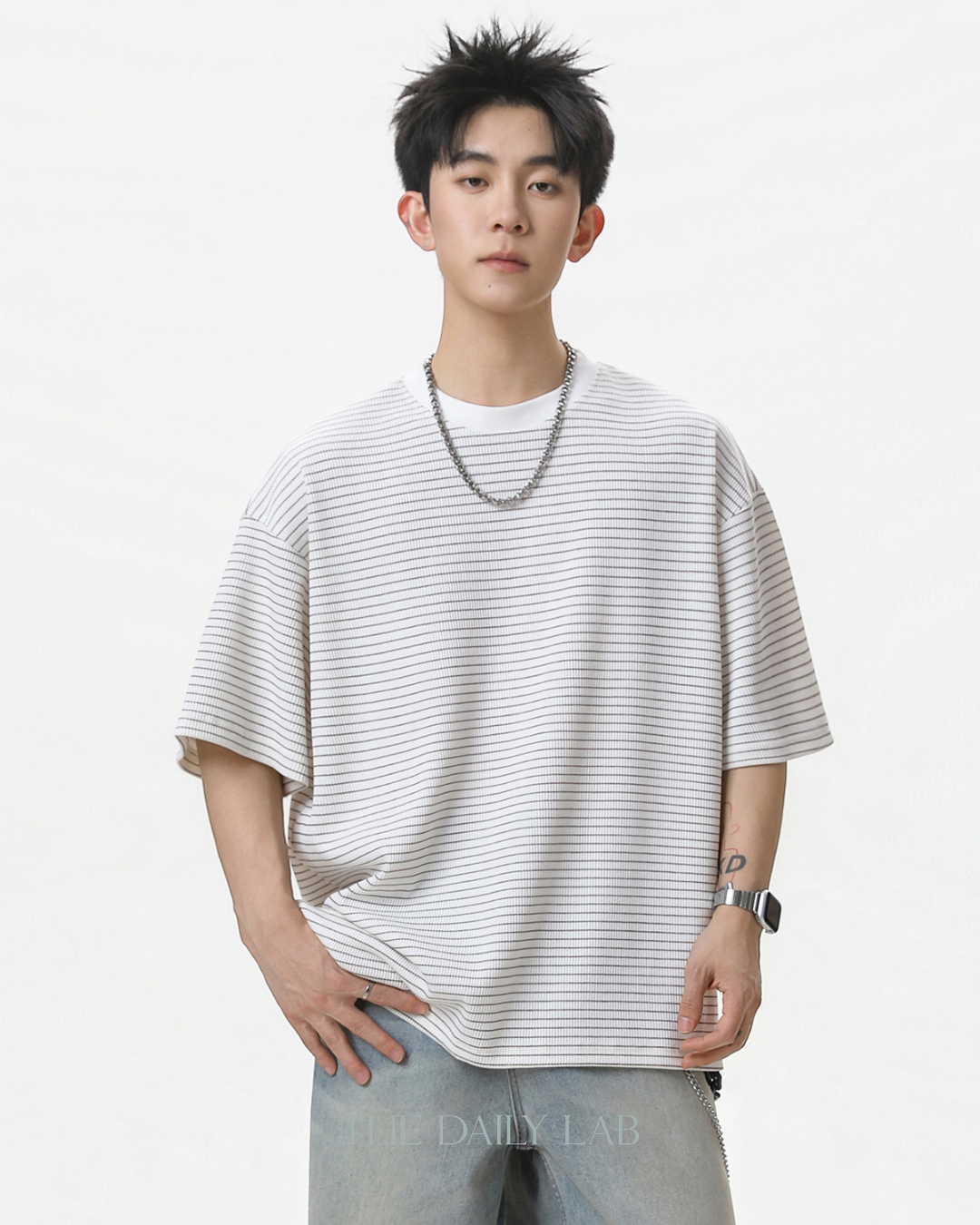 American Style Stripe Tee in White