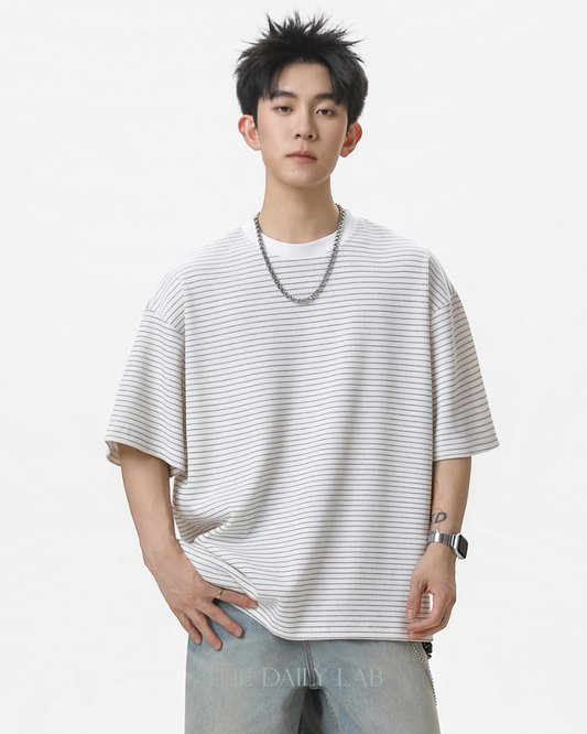 American Style Stripe Tee in White