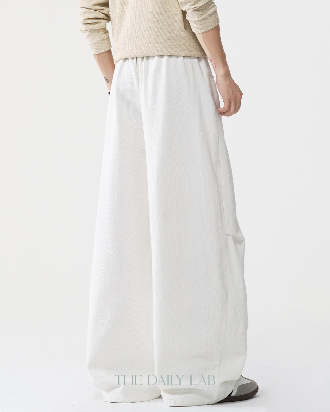 Structured Devided Jeans In White