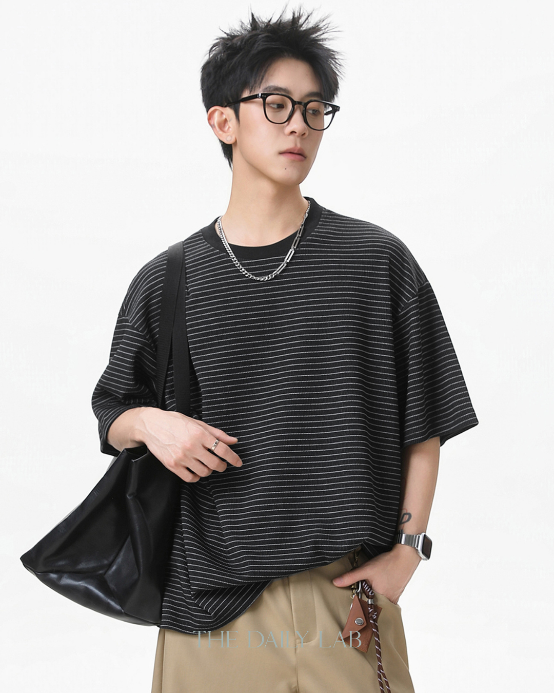 American Style Stripe Tee in Black