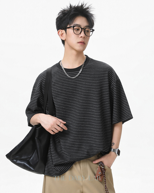 American Style Stripe Tee in Black