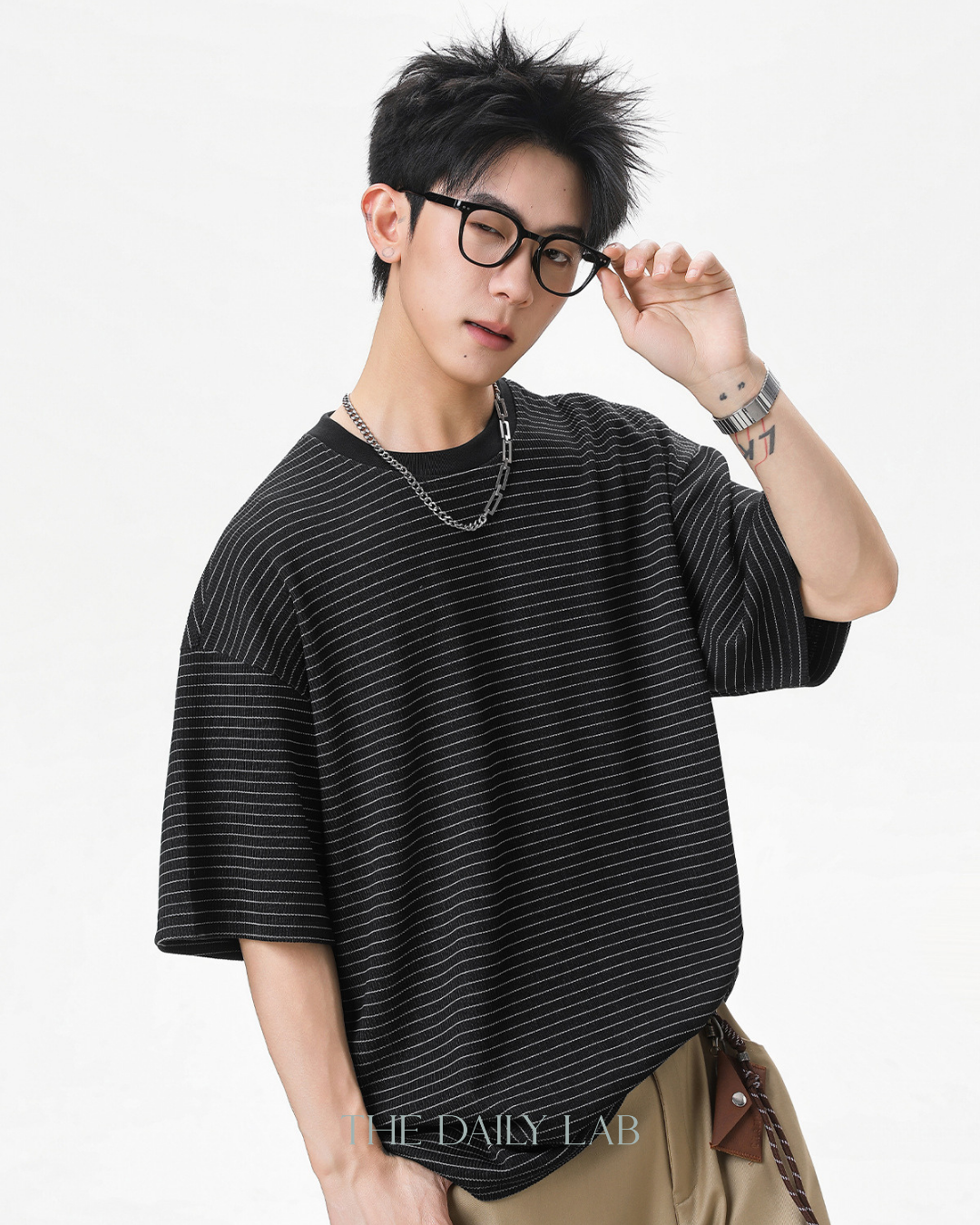 American Style Stripe Tee in Black