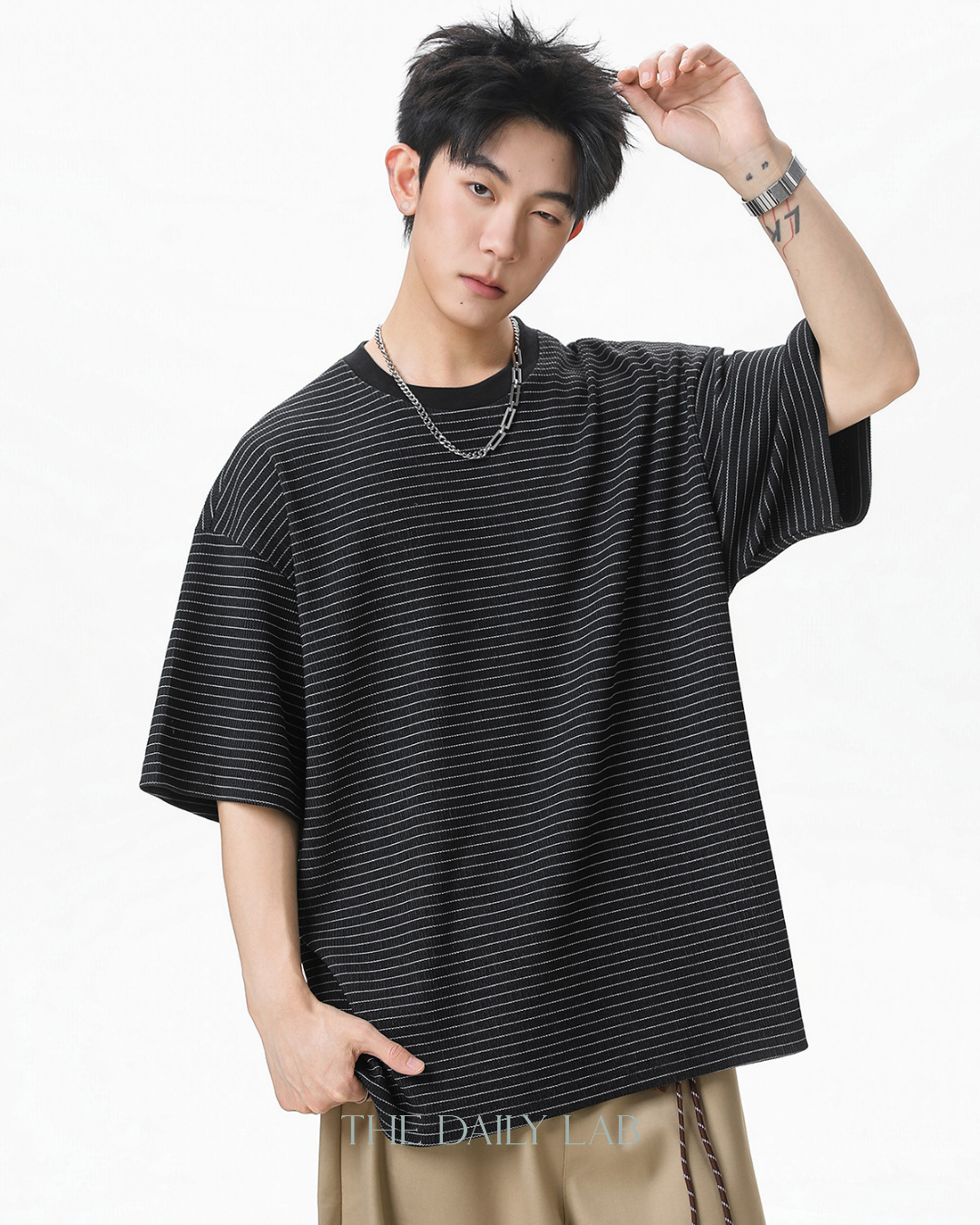 American Style Stripe Tee in Black