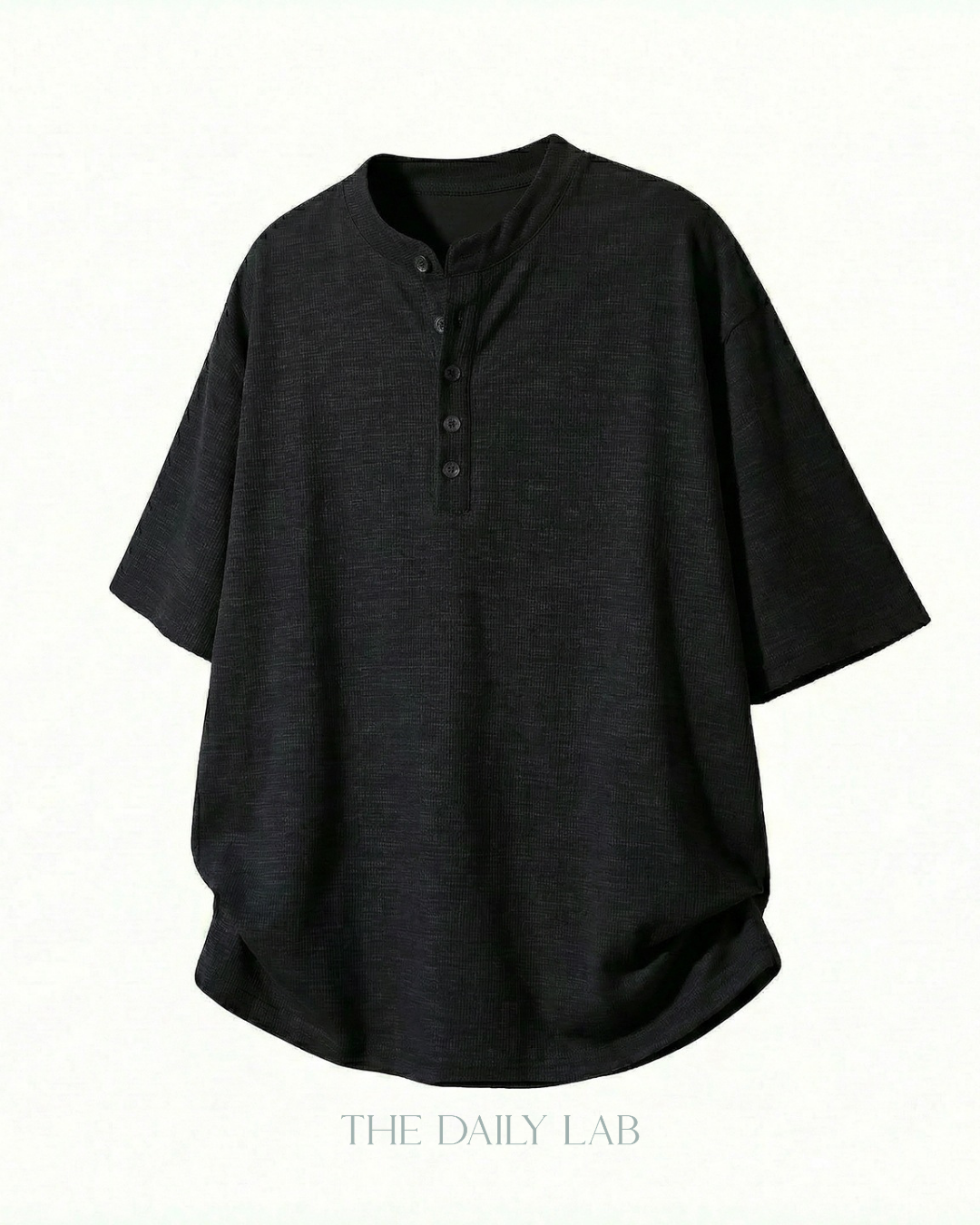 Henley Neck Tee in Black