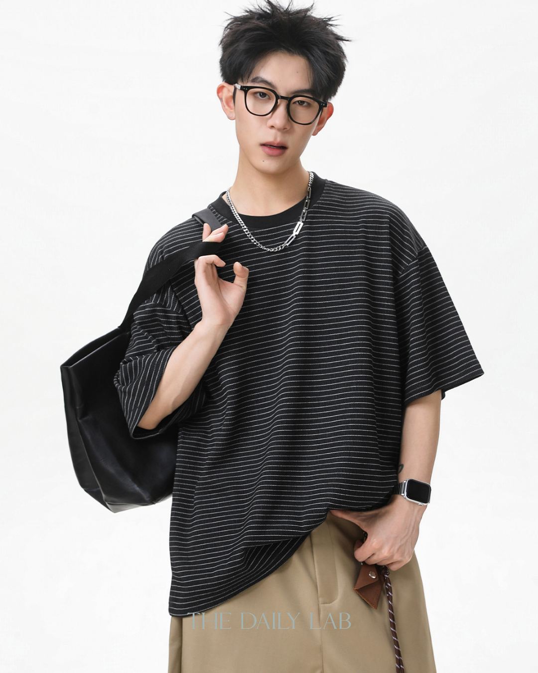 American Style Stripe Tee in Black
