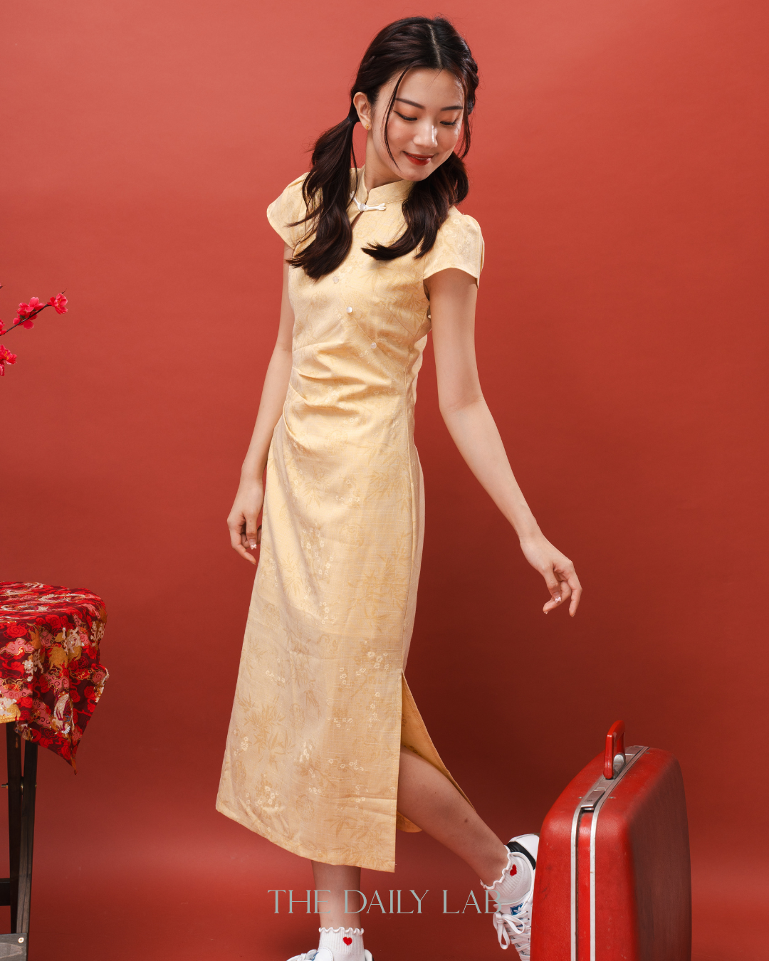 Yellow Floral Midi Dress