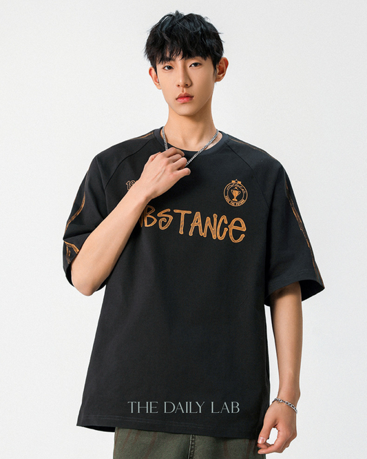 SUBSTANCE Vintage Cotton Tee in Dark Grey