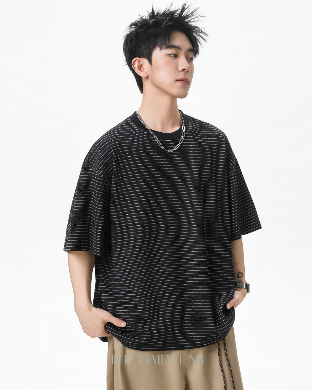 American Style Stripe Tee in Black
