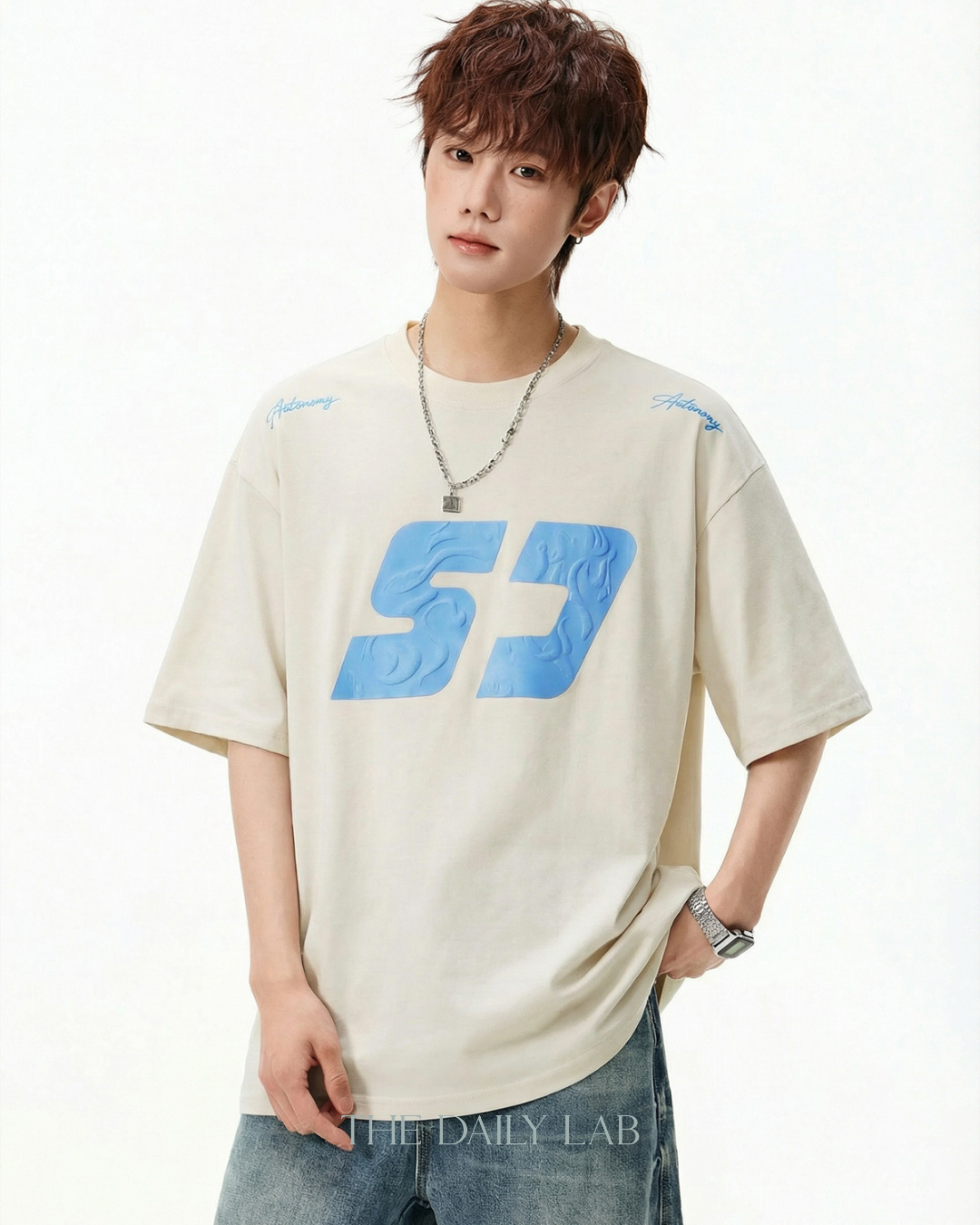 Urban Print Graphic Tee in Beige