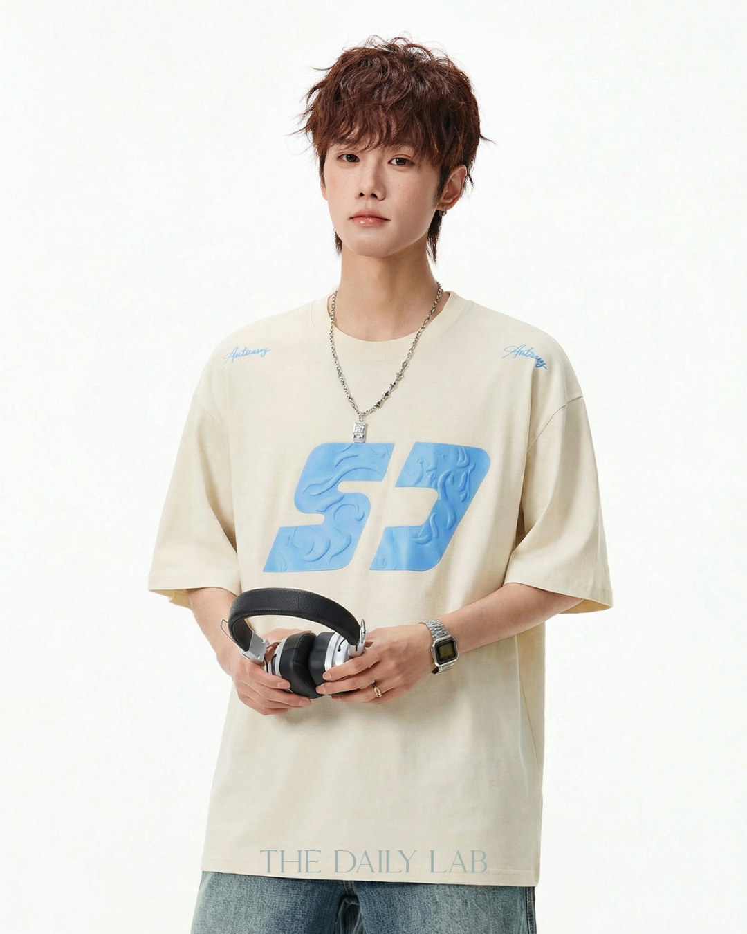 Urban Print Graphic Tee in Beige