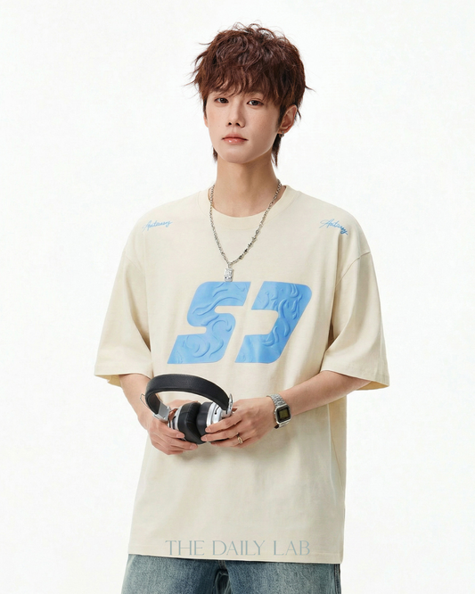 Urban Print Graphic Tee in Beige