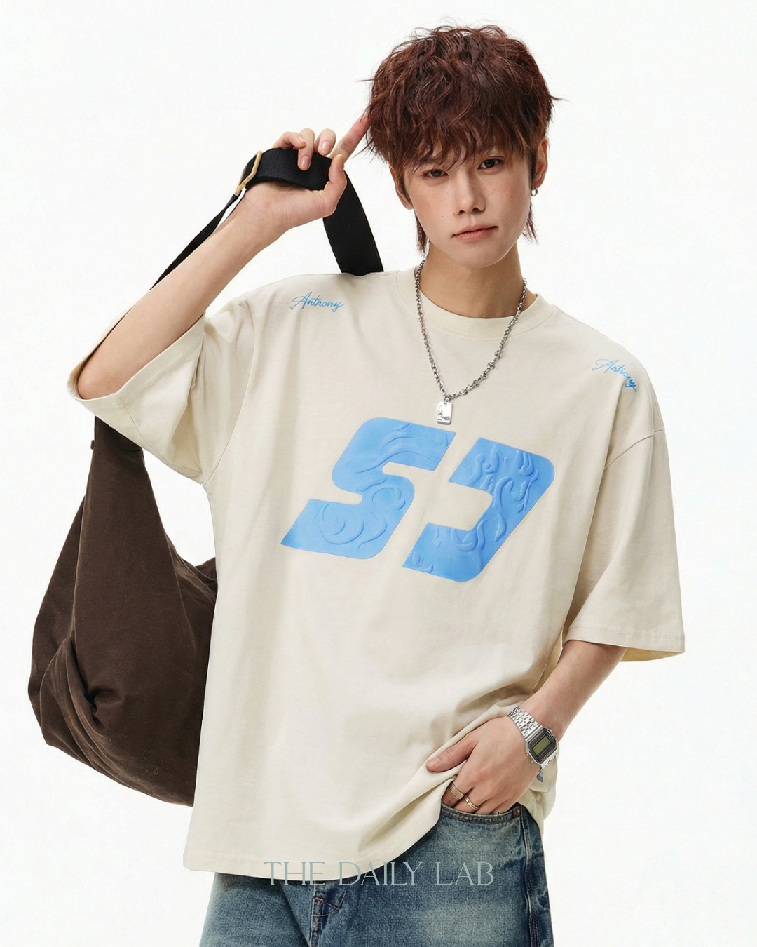 Urban Print Graphic Tee in Beige