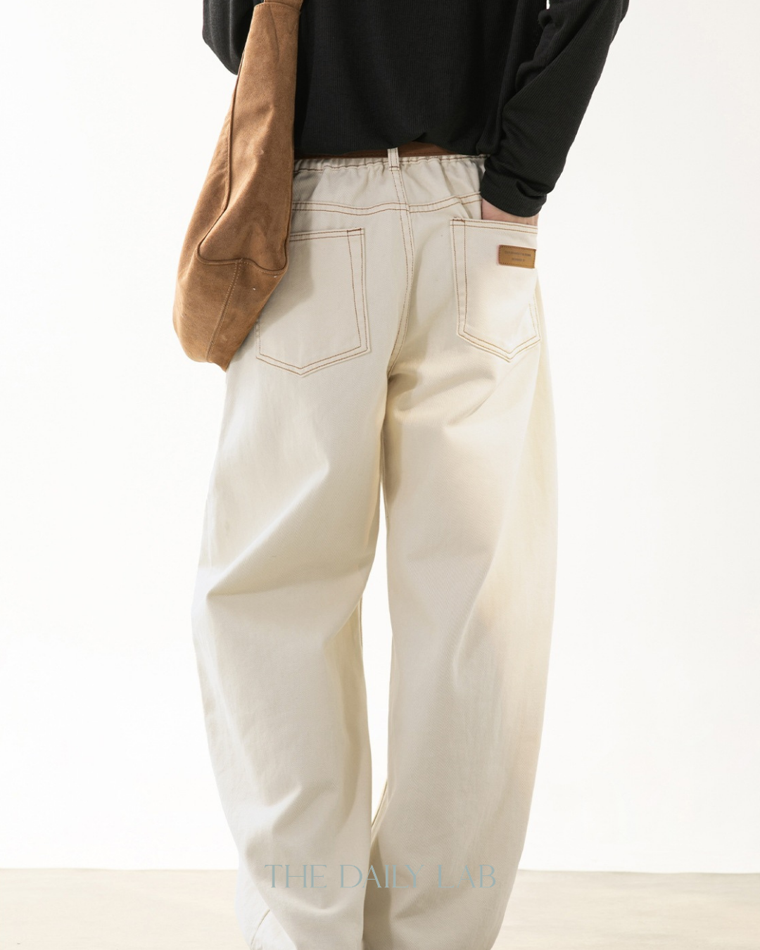 Barrel Leg Casual Pants in Beige