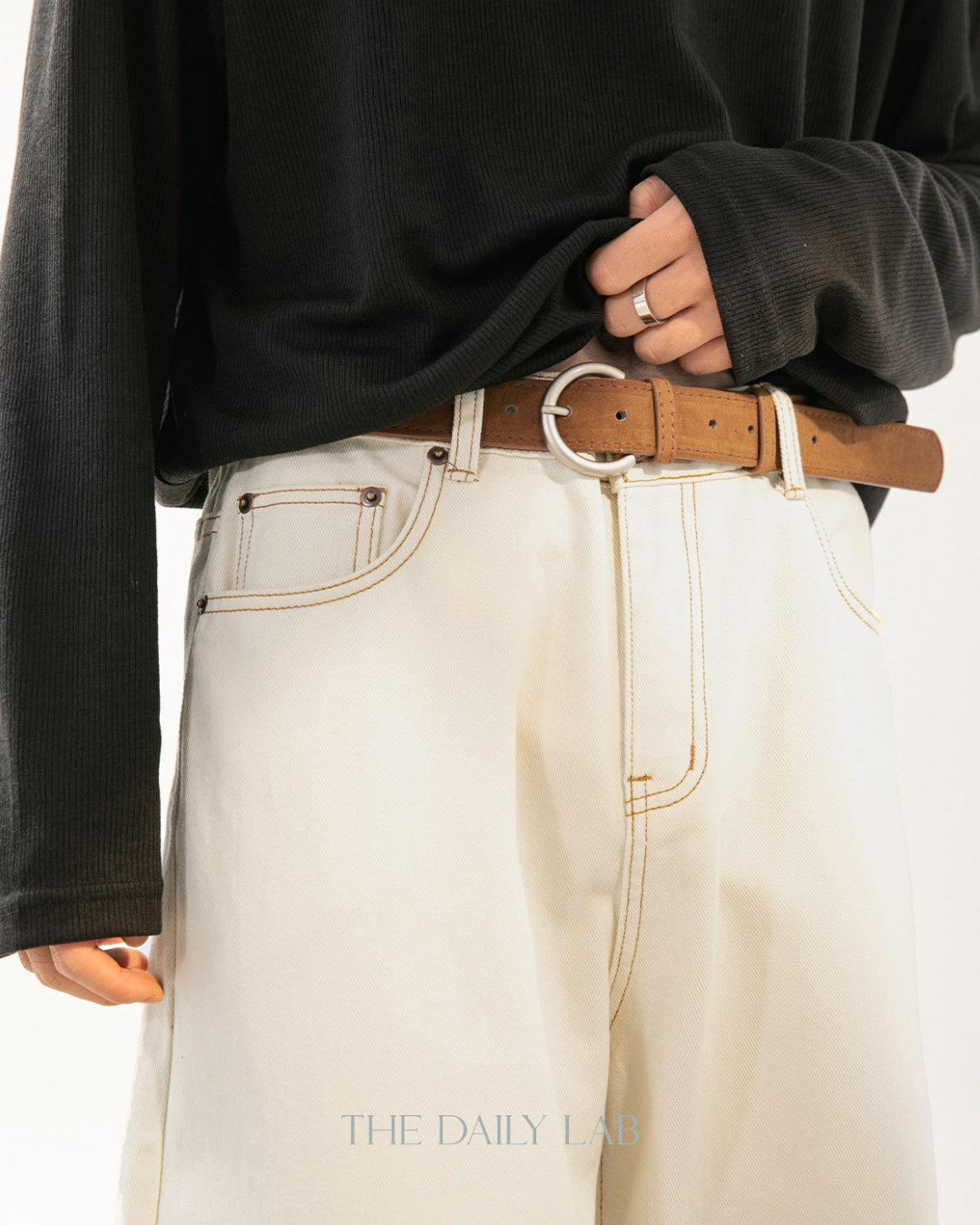 Barrel Leg Casual Pants in Beige