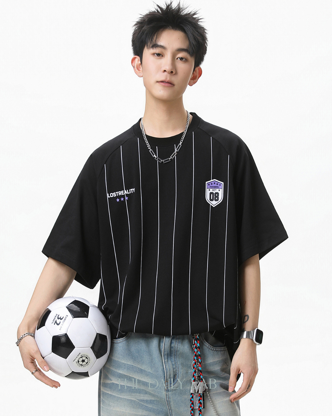 American Stripe Graphic Tee in Black