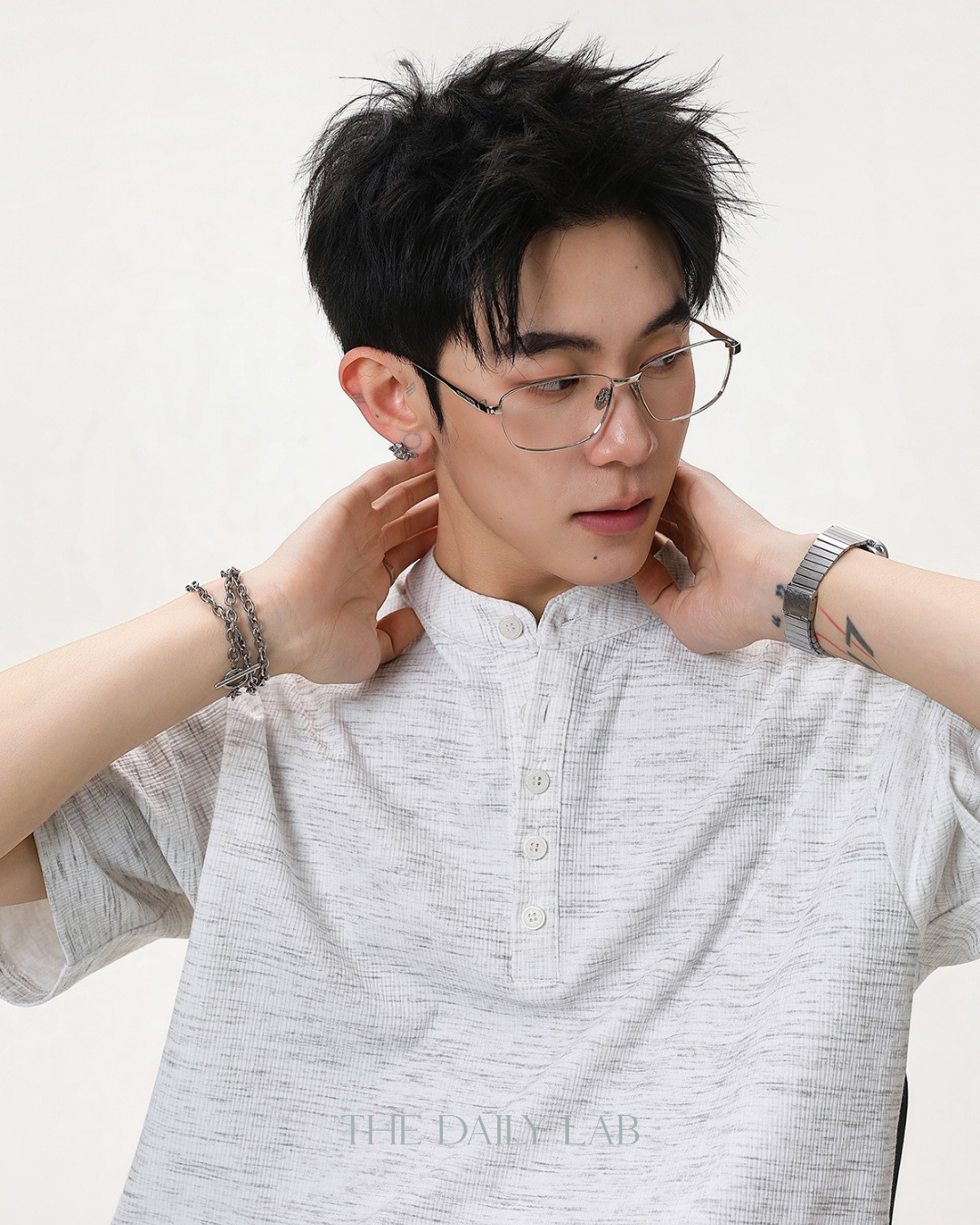 Henley Neck Tee in White
