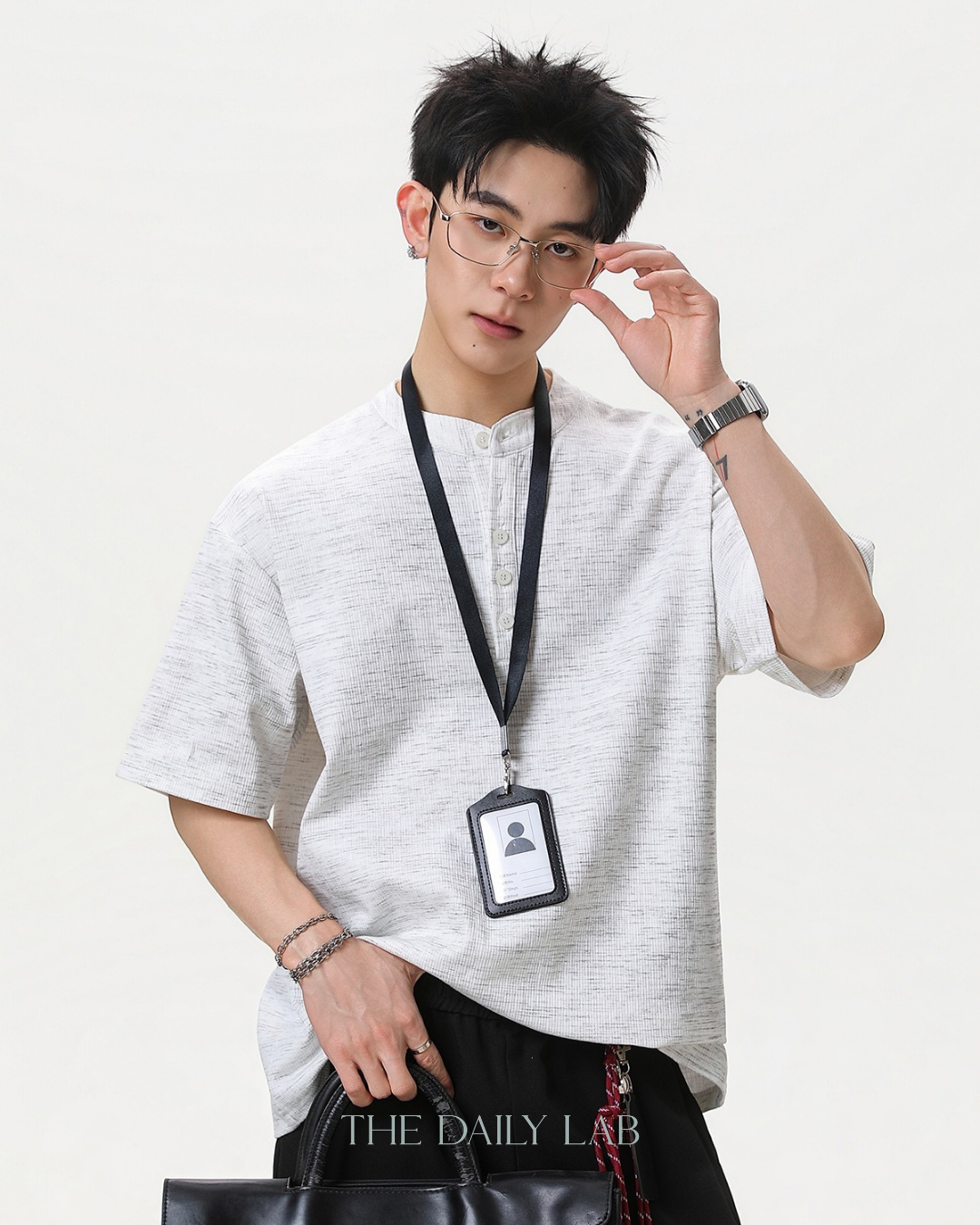 Henley Neck Tee in White