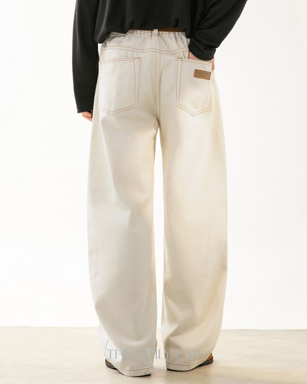 Barrel Leg Casual Pants in Beige