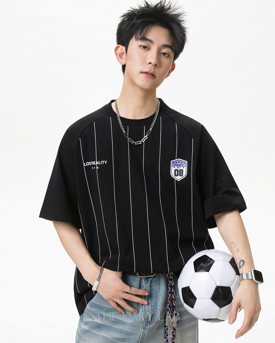 American Stripe Graphic Tee in Black