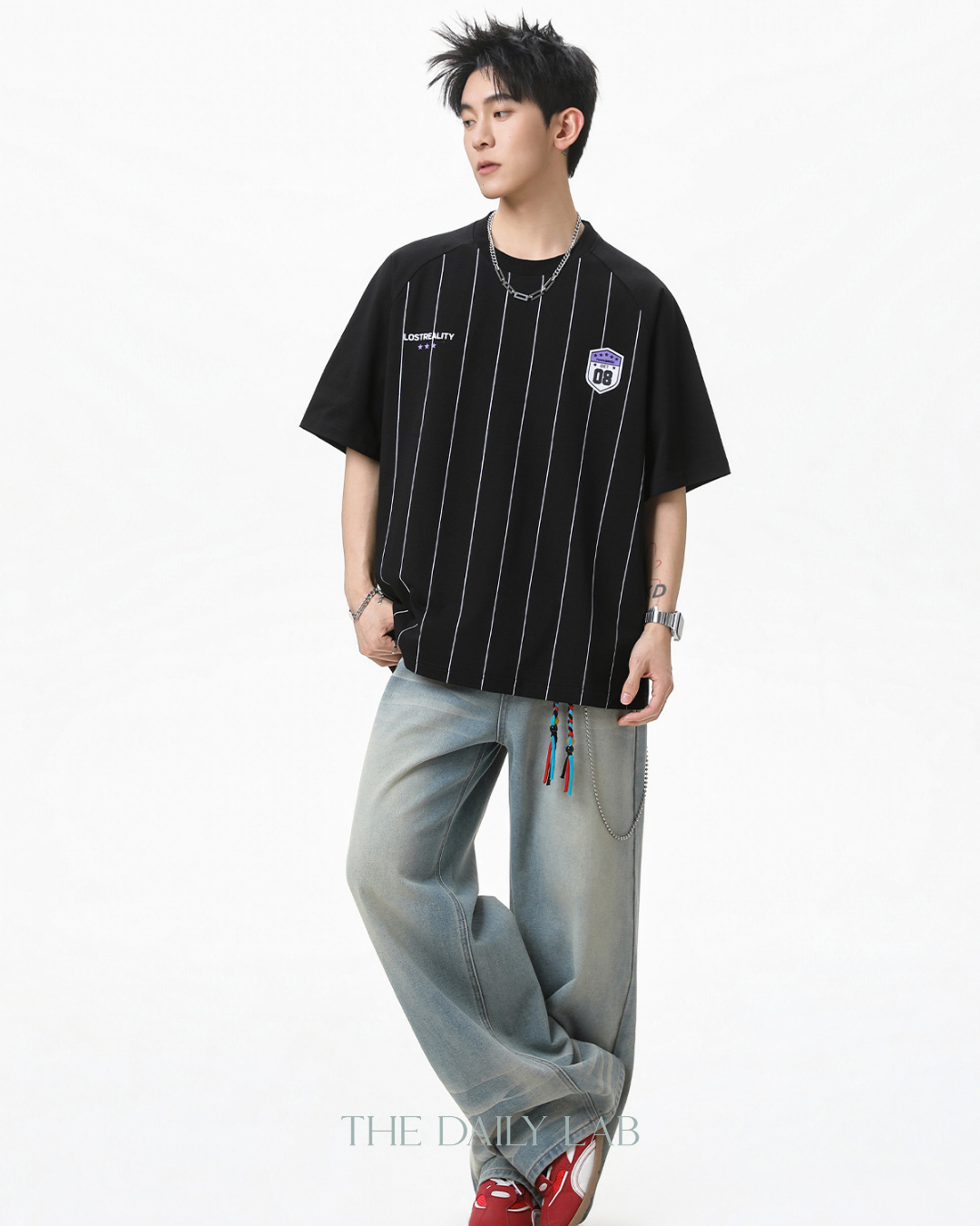 American Stripe Graphic Tee in Black