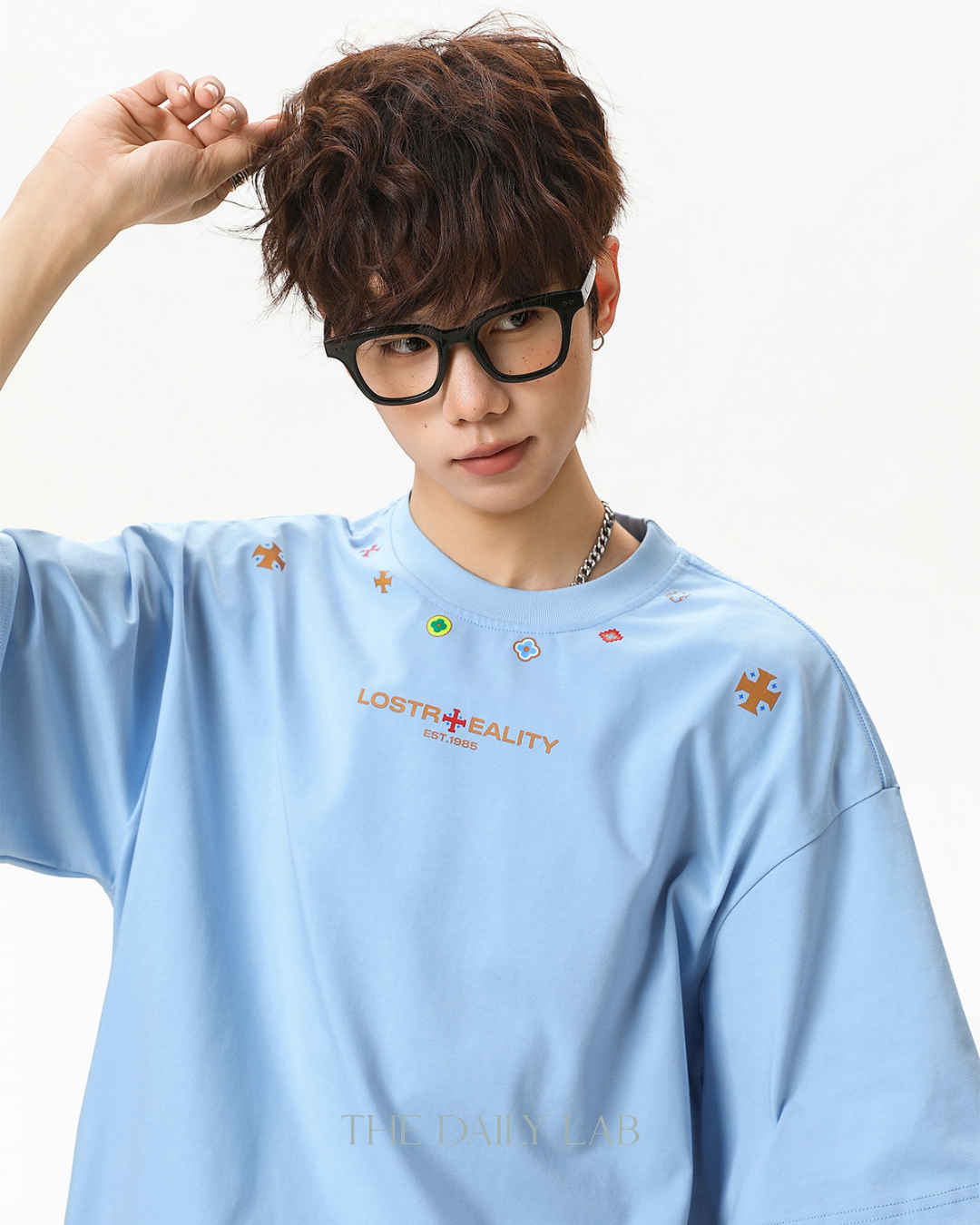 Lost Reality Oversized Tee in Light Blue