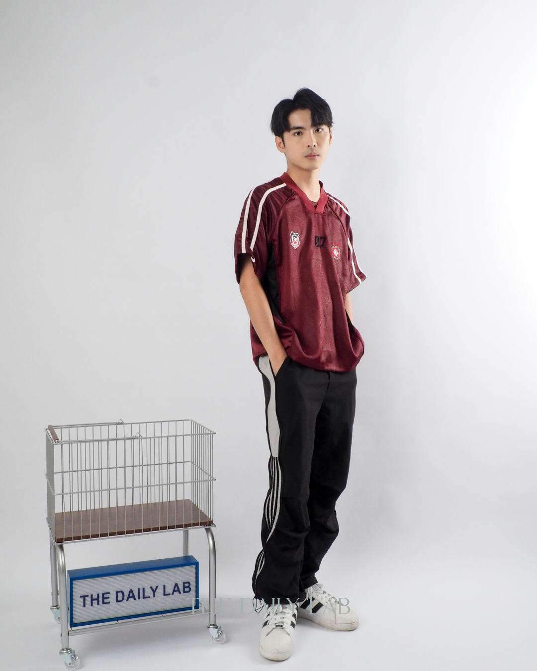 American Vintage Football Tee in Maroon