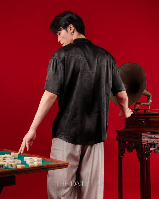 Lightweight Jacquard Tang Suit in Black