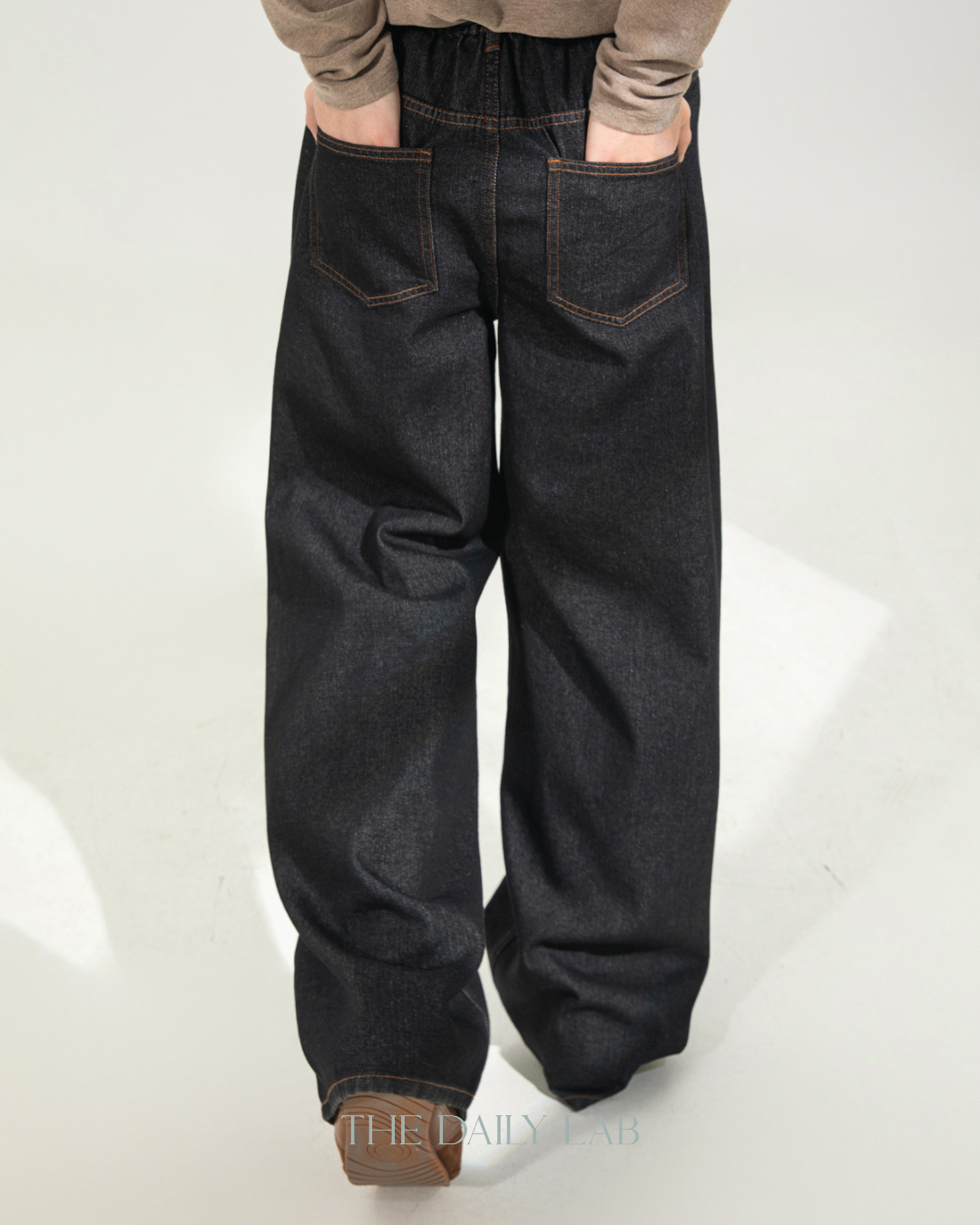 Raw Black Denim Straight Pants
