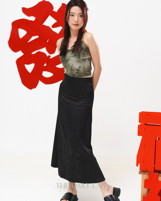 Bamboo Leaf Mesh Tank Top in Green