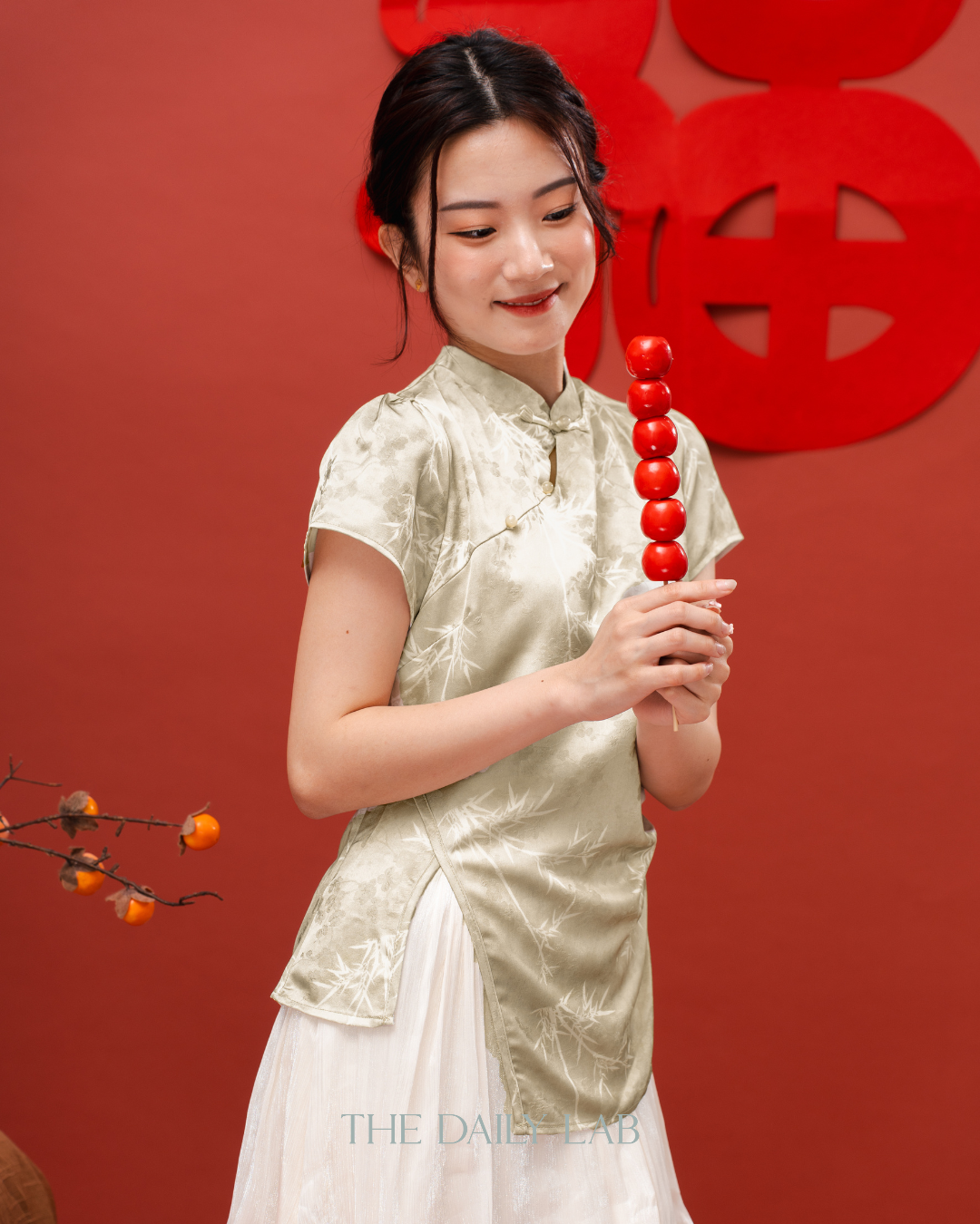 Green Asymmetrical Qipao Dress