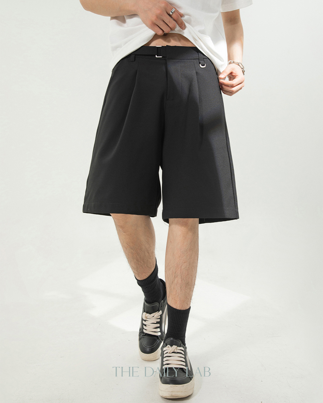 Drape Tailor Shorts in Black