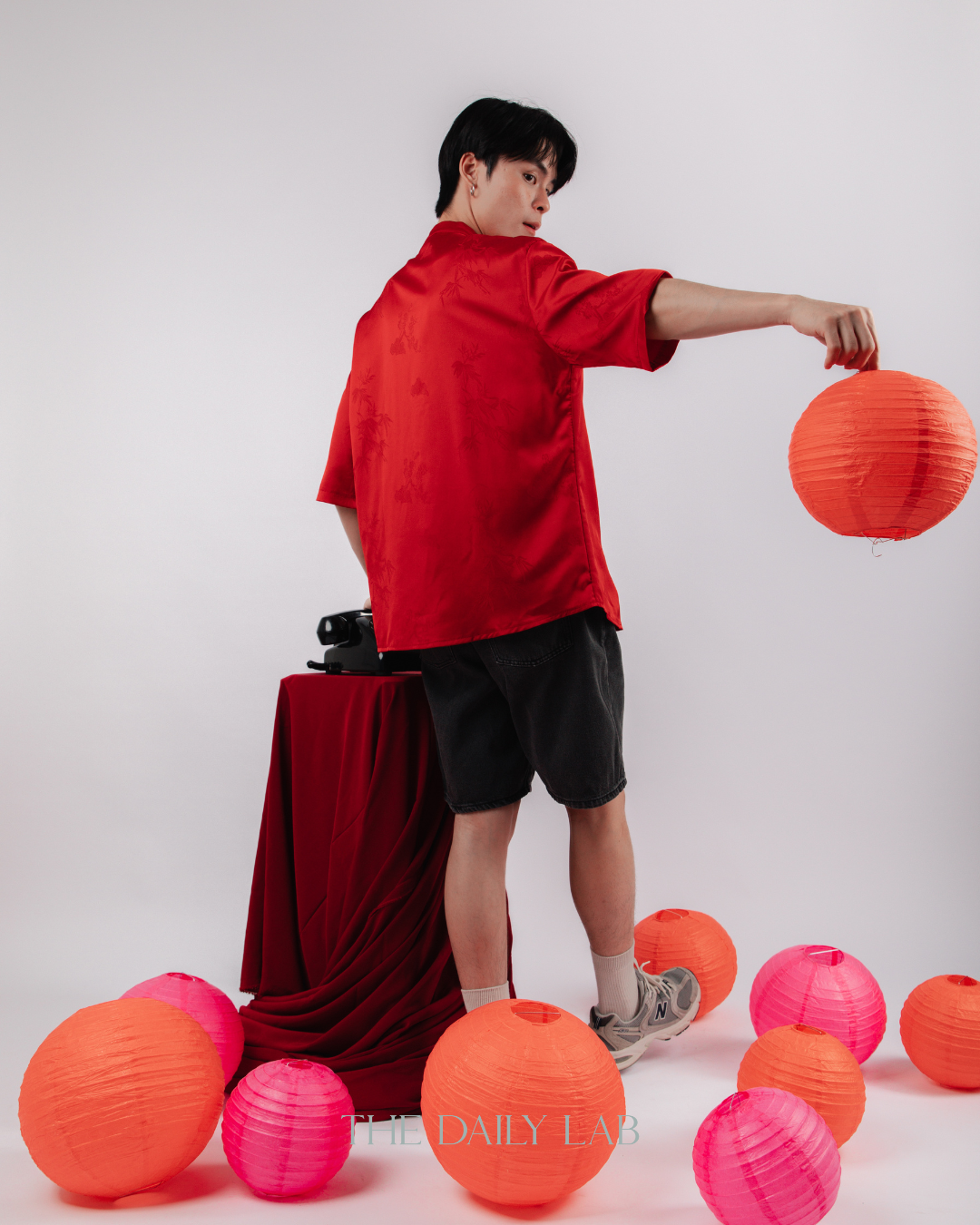 Vintage Mandarin Collar Coat in Red