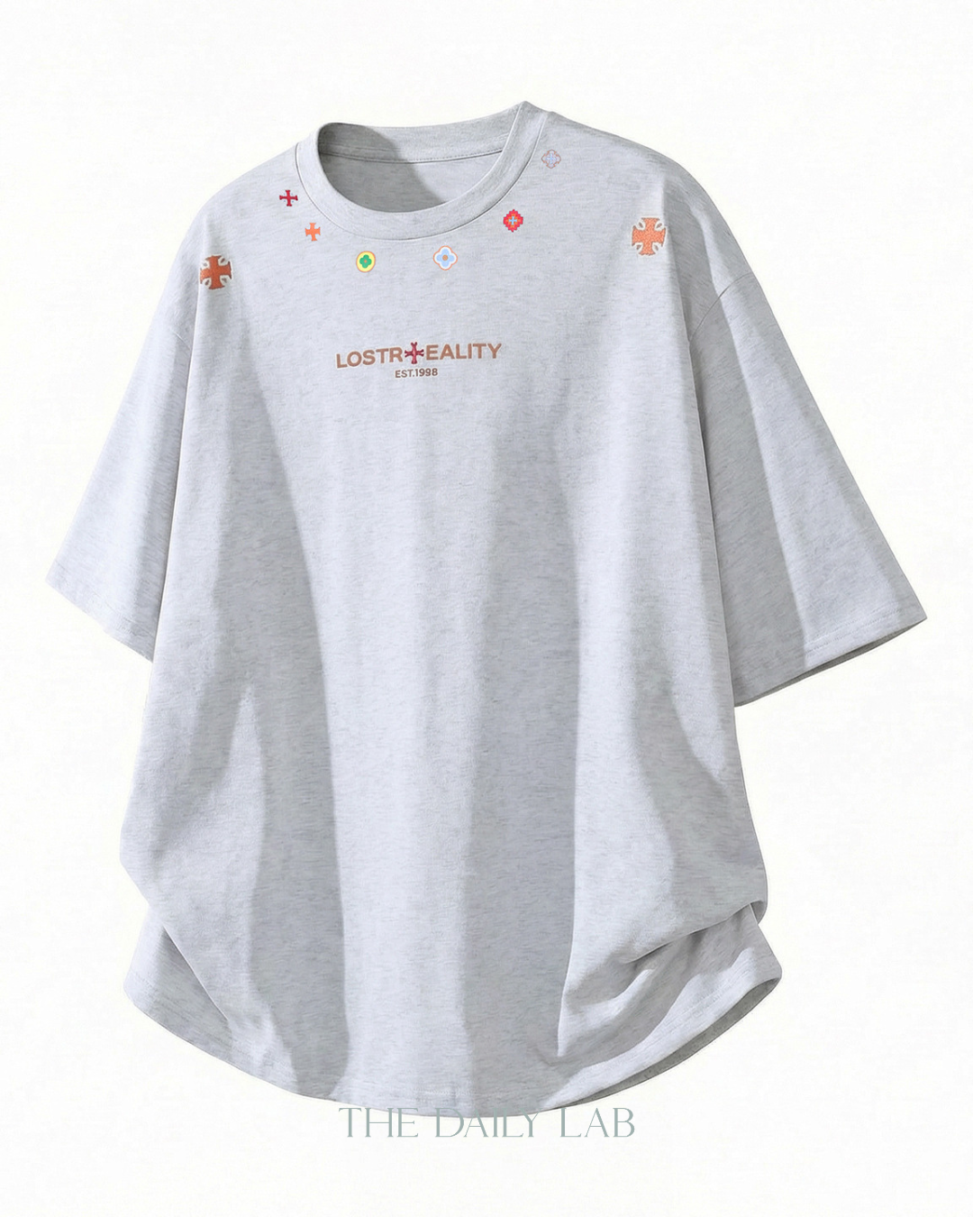 Lost Reality Oversized Tee in Light Grey