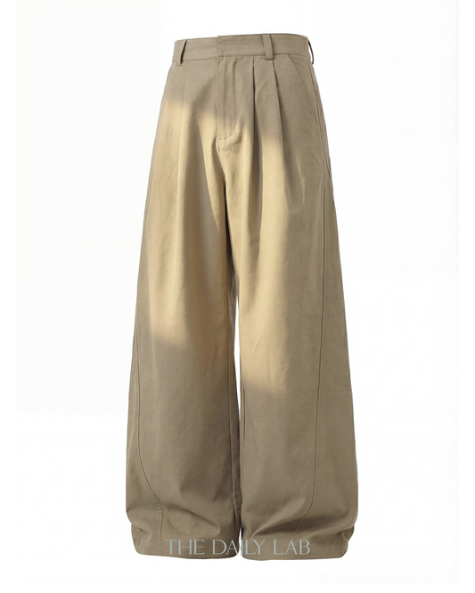 Division Pleat Long Pants in Khaki
