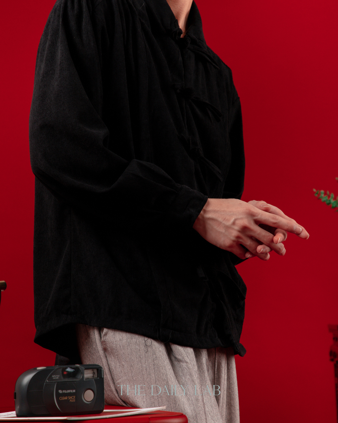 Spring Chinese Button Shirt Jacket in Black