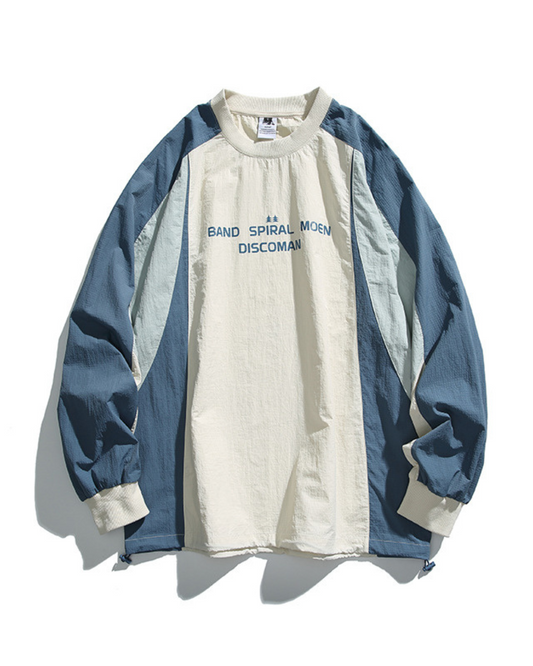 American Vintage Color-block Raglan Pullover Jacket In Blue