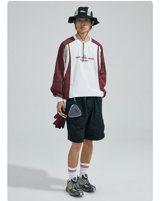 American Vintage Color-block Raglan Pullover Jacket In Red