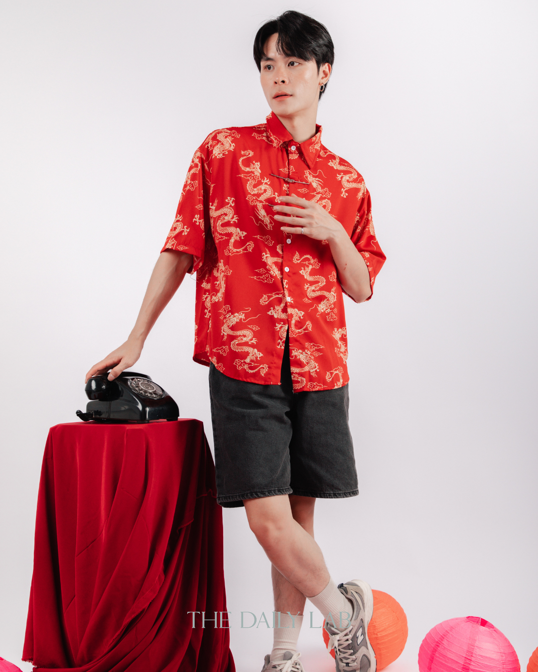 Gold Dragon Chinese Shirt in Red