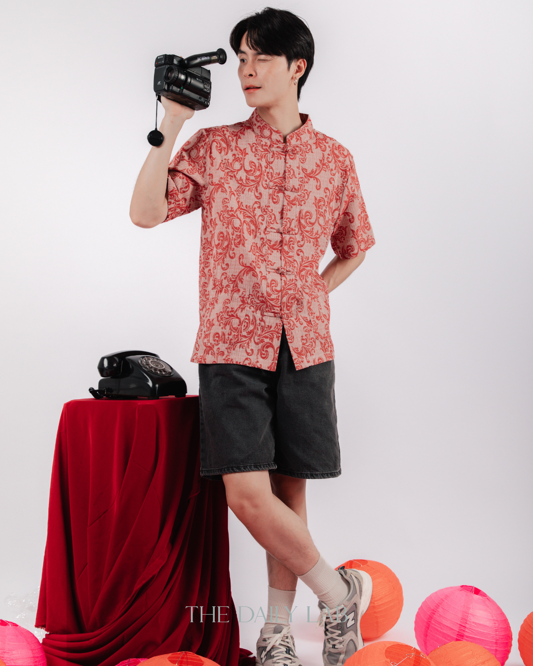 Chinese Style Linen Cotton Shirt in Red