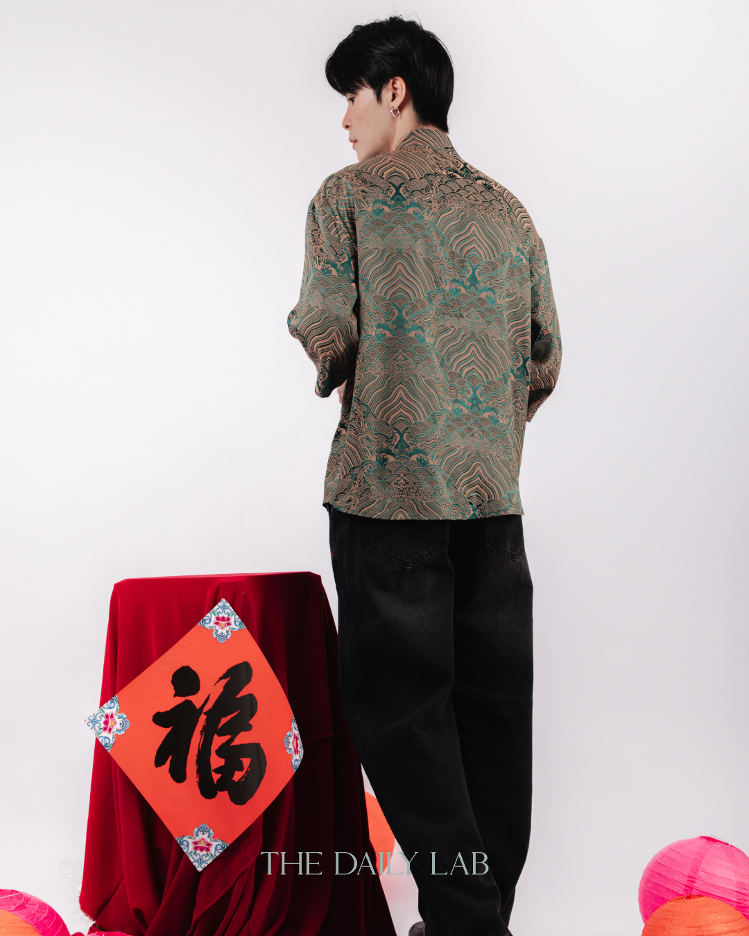 Chinese Style Jacquard Shirt in Green